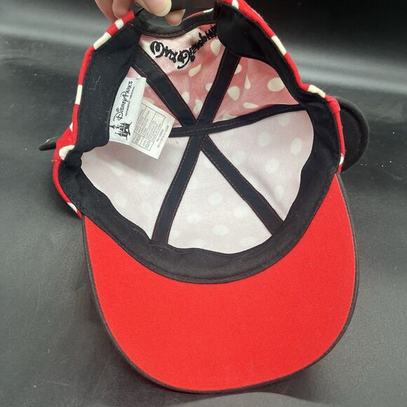 Disney Parks Minnie Mouse Hat Ears Red White Polka Dot Adjustable Youth Cap - Picture 3 of 4